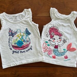 Gymboree White Sleeveless Tops with Colorful Prints